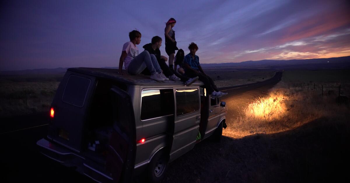 Review: In ‘Gasoline Rainbow,’ carefree kids hit the road during a fleeting moment when they can